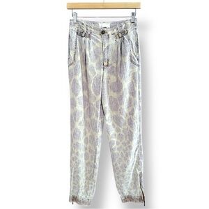 Anthropologie Washed Tamarind Tie-Dye Linen Giraffe High Rise Jogger Ankle Pants